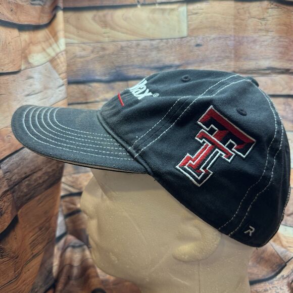 FiberMax Texas Tech Double T Black Adjustable Strap Back Baseball Cap Hat Farm - Picture 4 of 8